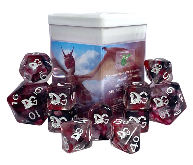 Custom engraved dice from Role 4 Initiative